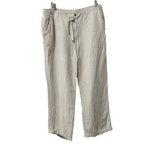 Cubavera Pants Linen Rayon Men's XL (40-42 X 32) Beige Off White Elastic Waist